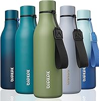 Vista 71 de BJPKPK Botellas de agua aisladas, botella de agua de metal de acero inoxidable de 18 onzas con correa, termo a prueba de fugas sin BPA, tazas