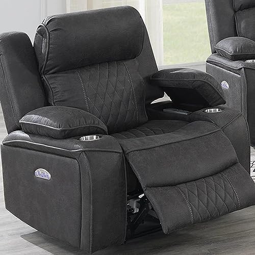 Miniatura 3 de Sillón reclinable eléctrico de gel carbón con asiento y reposabrazos, color de almacenamiento, base de metal y madera