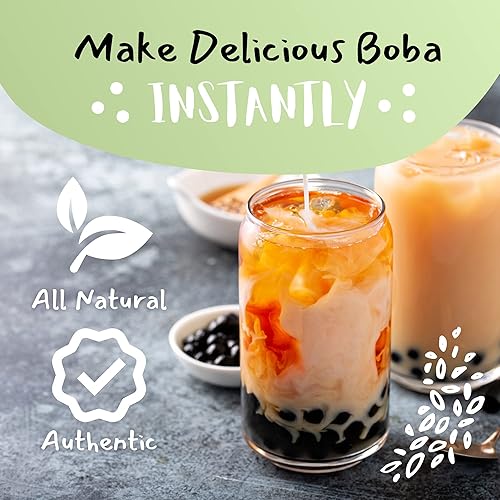 Miniatura 25 de Flavfar Kit de té con leche tailandesa, ahora sin leche condensada añadida Boba instantánea de azúcar morena, bajo en calorías, auténtico té