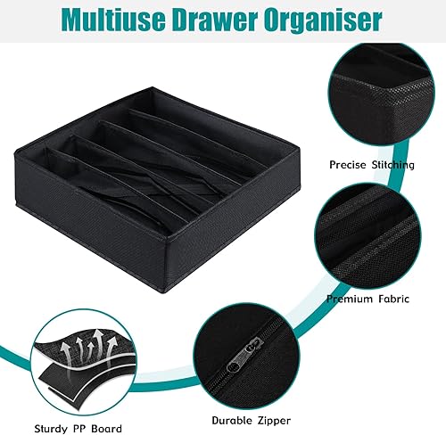 Miniatura 7 de Cajones de almacenamiento para brasieres, organizador de cajones para ropa interior, divisores, cubos de almacenamiento plegables negros para