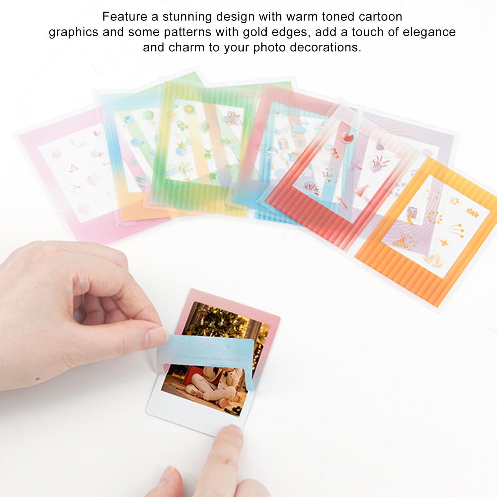 10Pcs Colorful Photo Instant Films Frame Sticker, Decorative Stickers for 2x3 Photo Paper Projects, for Mini 12/11/ 9/8/ 70/26/ 90 Camera Films (Style 1)