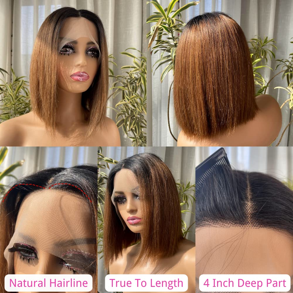 Amazon.com: LOLYDEER 1B/30 Ombre Brown Lace Front Wigs Human  display picture 3