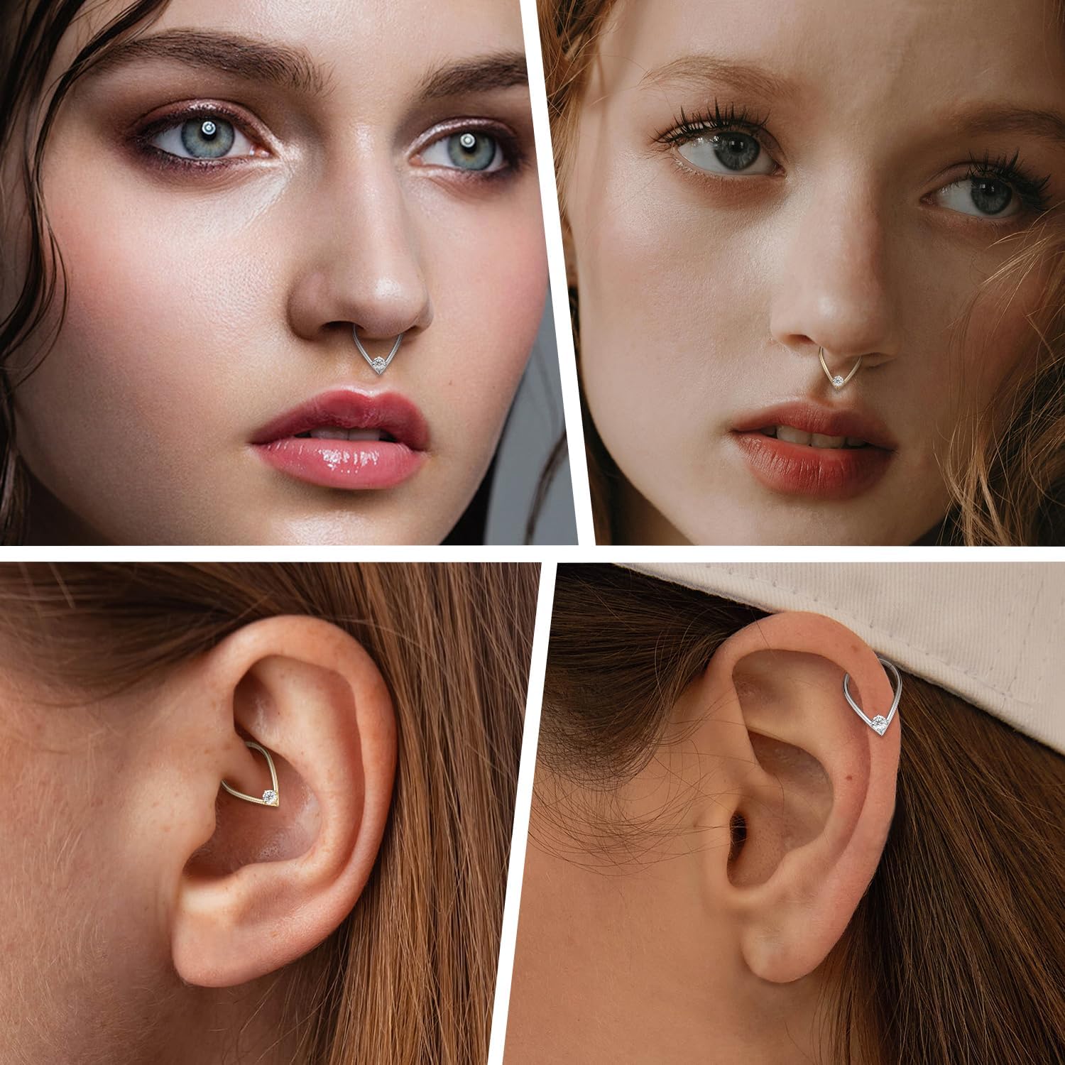 FUNLMO 316L Surgical Steel Septum Ring Daith Tragus Helix Rook Cartilage Piercing Jewelry Teardrop Nose Ring Hoop for Women Men - Image 5