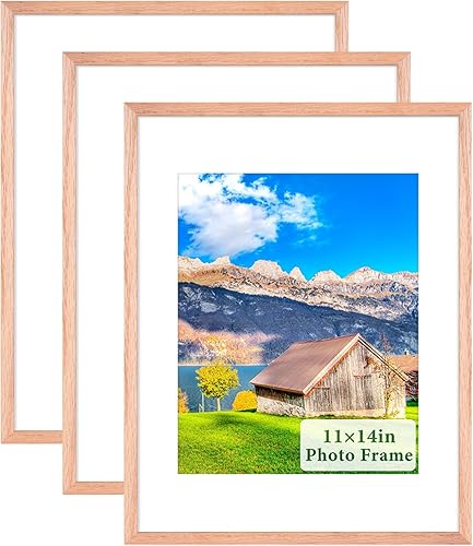 Portarretratos de madera de roble de 11 x 14 pulgadas, para fotos de 8 x 10 o 2 fotos de 5 x 7 pulgadas con paspartú, marcos de fotos de 11 x 14