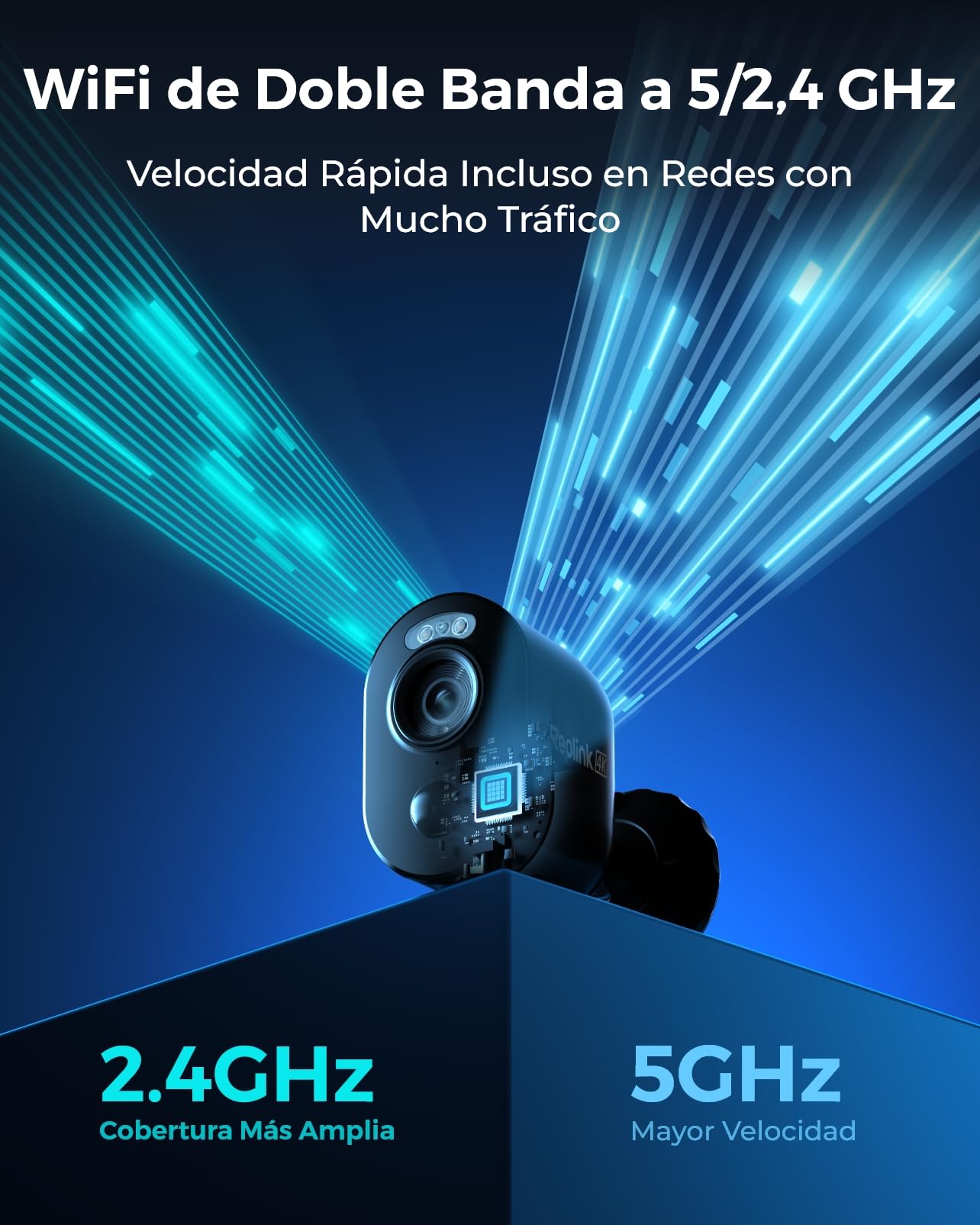 Reolink 4K Camara Vigilancia WiFi Exterior/Interior, Cámara Vigilancia | Sin Cables Bateria Solar, Visión Nocturna en Color, Detección Smart, Funciona con Cloud/Alexa, Argus 3 Ultra (Negro)