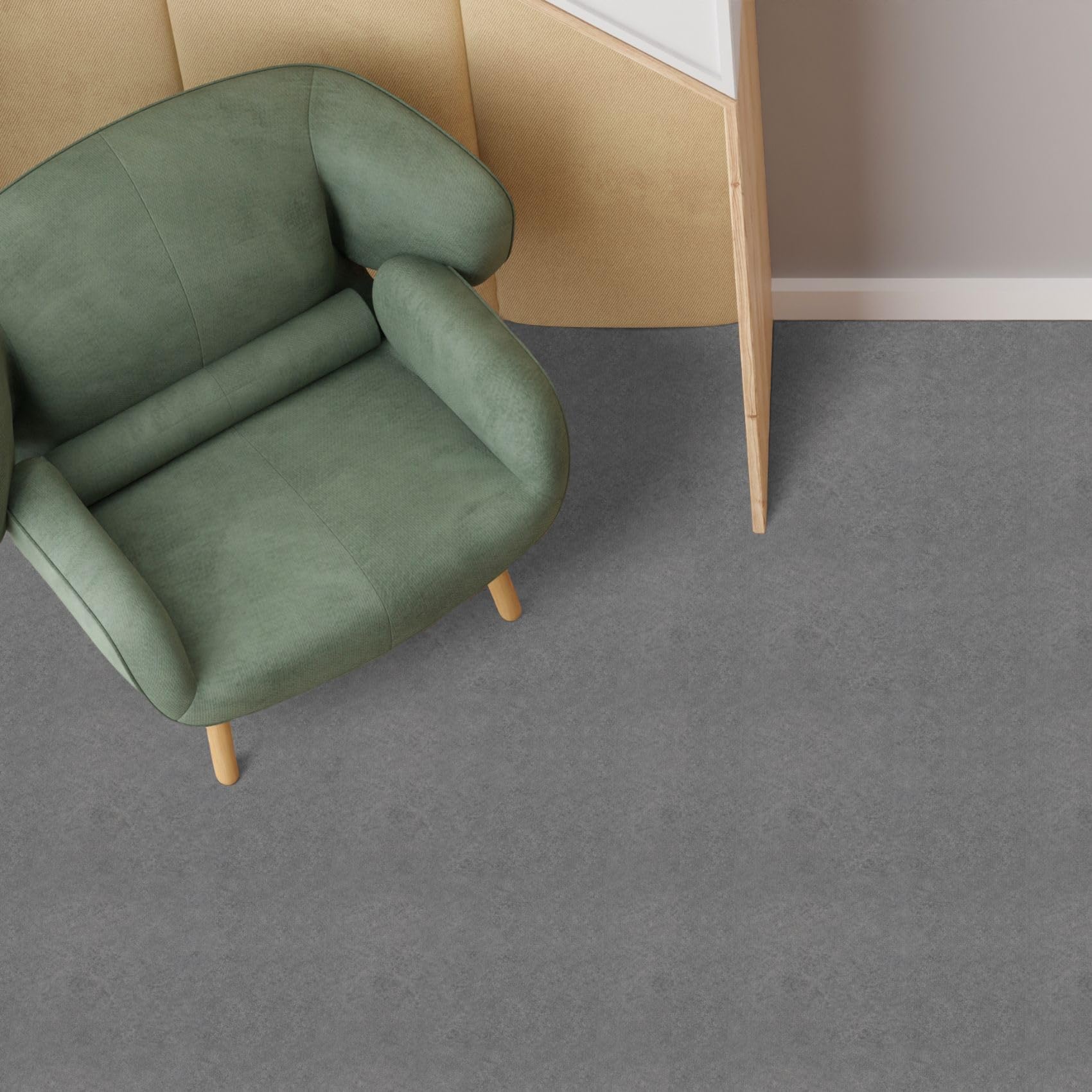 Revêtement de sol en PVC vendu au mètre, revêtement de sol en vinyle, 140 cm de large, aspect béton uni, gris, 600 x 140 cm