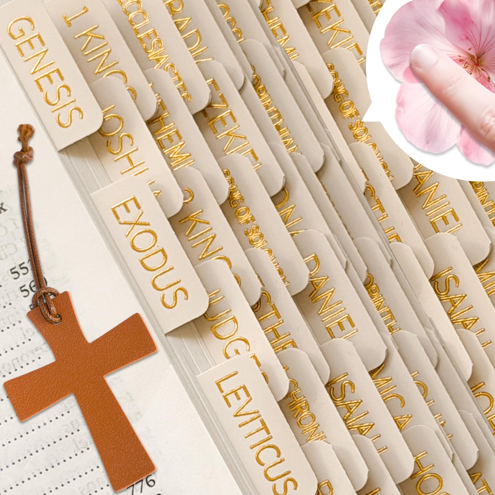 Bible Tabs Neutral Cream, Laminated Bible Tabs Women &amp; Men, Christian Gifts, Large Print for Easy Navigation, Bible Book Index Tabs Labels, Bible Study Supplies SQ2