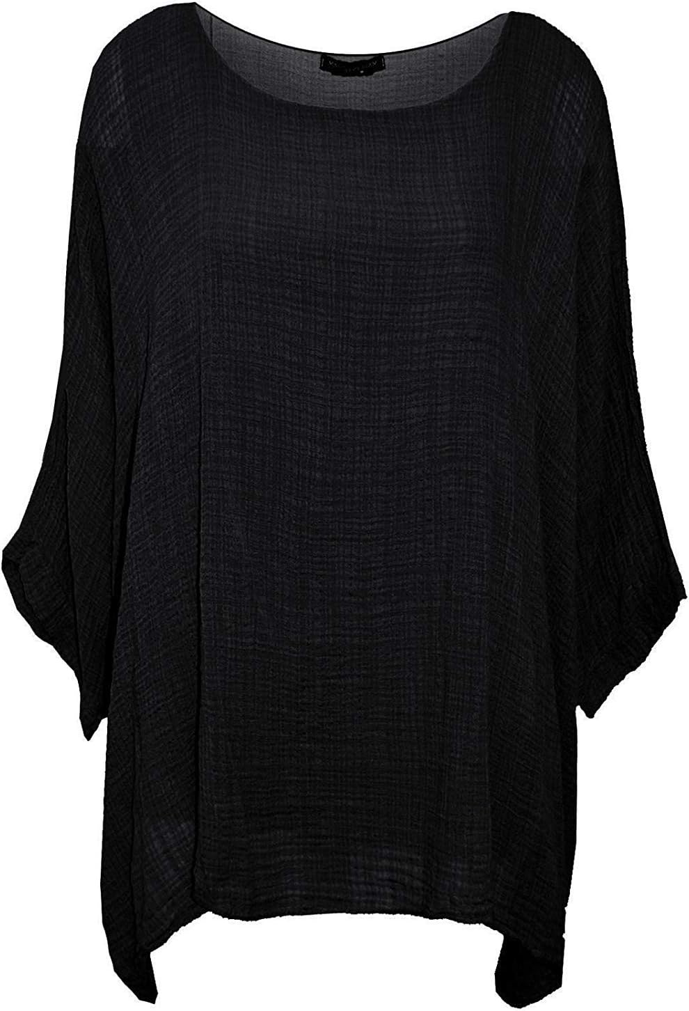 Elegant Vaps New Ladies Top Womens Plus Size Italian Plain Dress Loose Fit Batwing Lagenlook Kimono Top