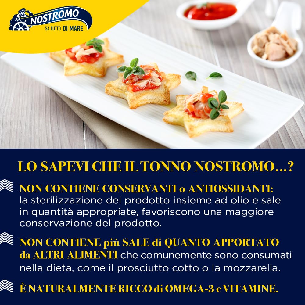 Nostromo - Filetti di tonno al naturale, 6 vasetti da 180gr. Qualità superiore, lavorati a mano, fonte di Omega 3
