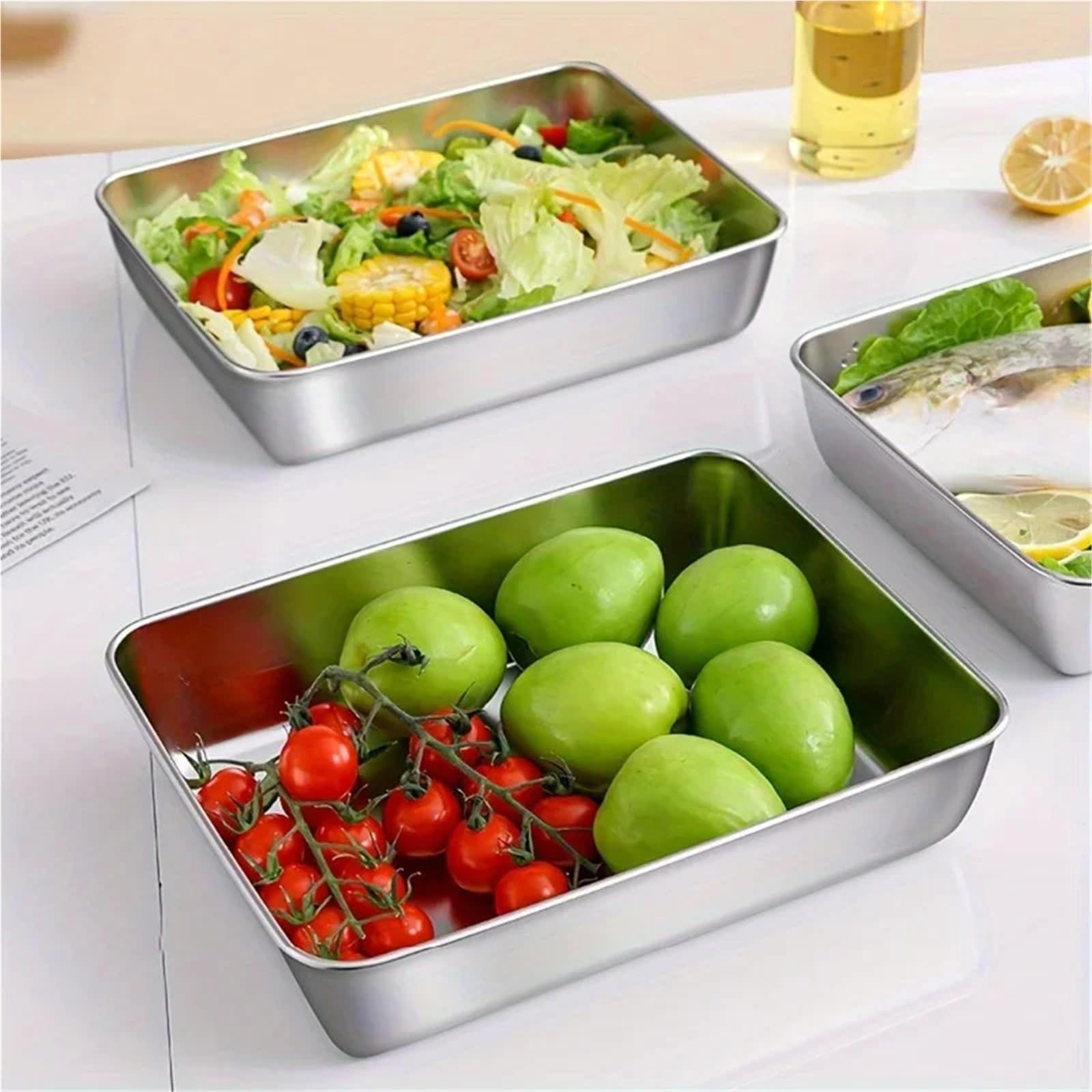 6 Stück auslaufsichere Edelstahlbox mit transparentem Deckel für Salate