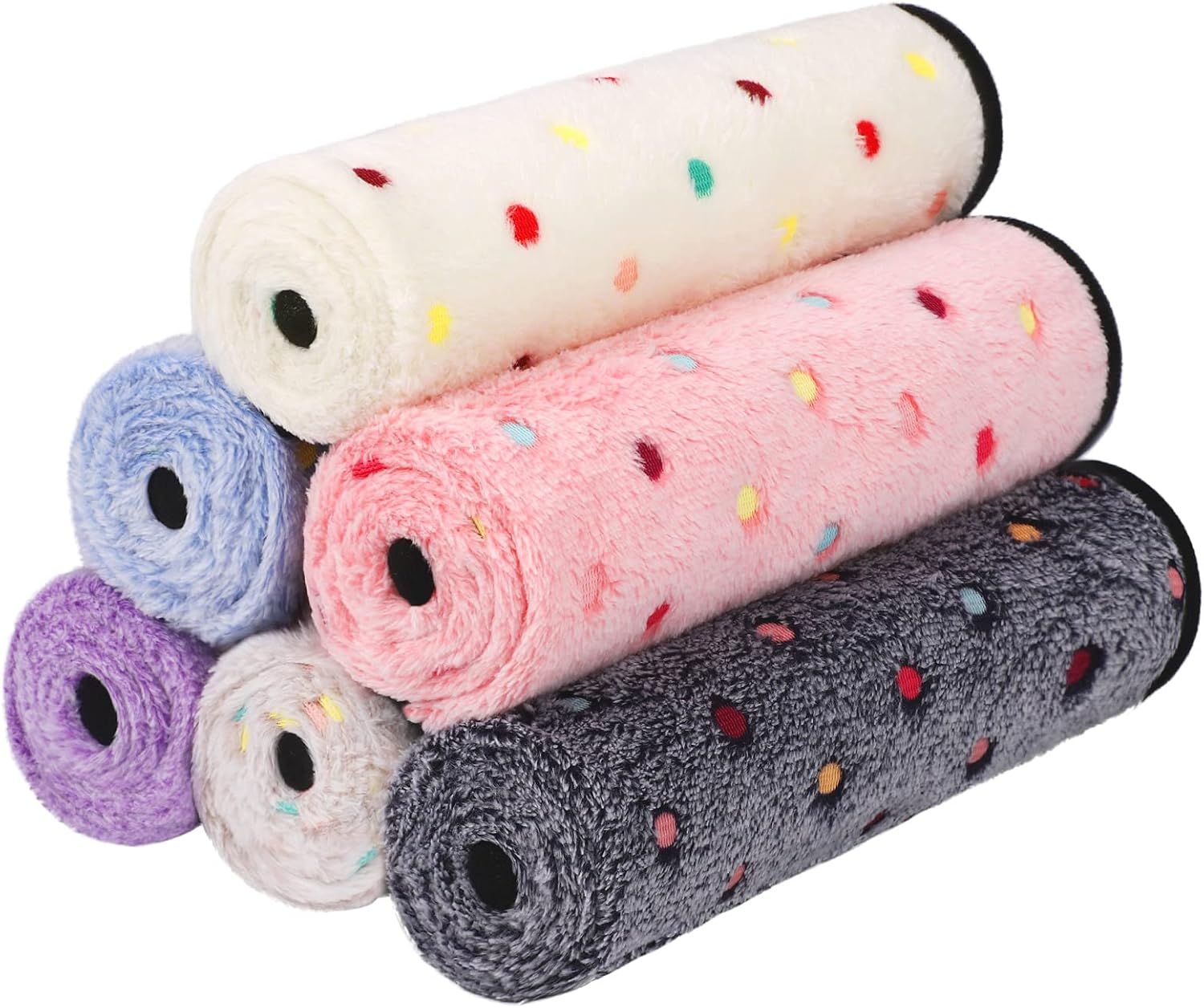 Pedgot 6 Pieces 30 x 20 Inches Pet Blankets with Dot Print Fluffy Dog Cat Throw Blankets Warm Bed Mat for Pets, Blue, Pink, Dark Grey, Beige, White, Purple : Pet Supplies