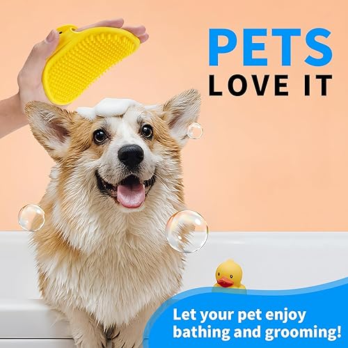 Miniatura 7 de Cepillo de aseo para perros, champú para mascotas, cepillo de baño con mango de bucle ajustable para aseo de pelo corto y largo, gatos y perros, 2