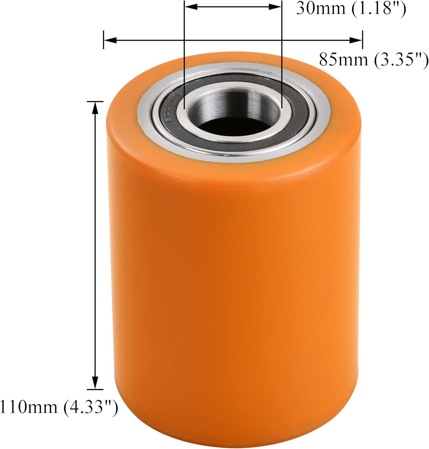 Electric Pallet load wheels 3.35 X 4.33'' (85 X 110mm) with Pre-Installed Bearings 30mm ID Includes Pins