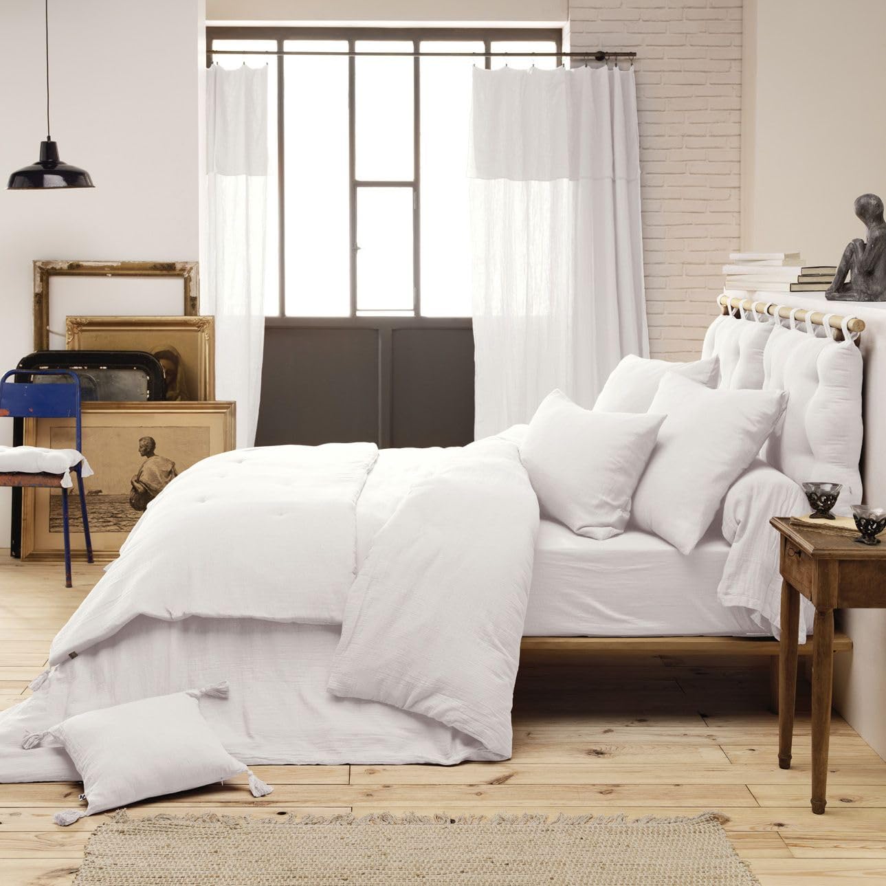 Edredon - Copriletto 150 x 150 cm, effetto farfalla®, 100% garza di cotone, 125 g/m², per letto matrimoniale [ coperte, copriletto e trapunta] (bianco Chantilly)
