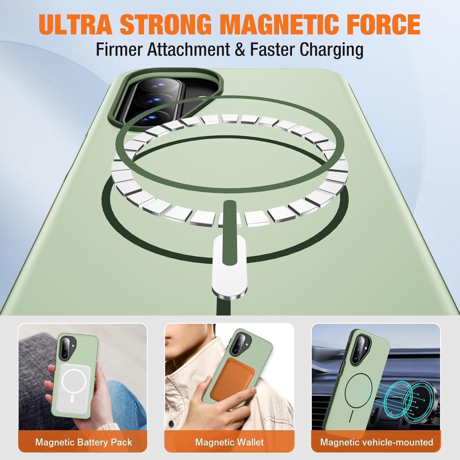 for Samsung Galaxy A17/A26 5G Phone Case[Compatible with Magsafe] [15 FT Military Grade Drop Protection] with Screen Protector & Lens Protector, Non-Slip Shockproof Case(Green) thumbnail