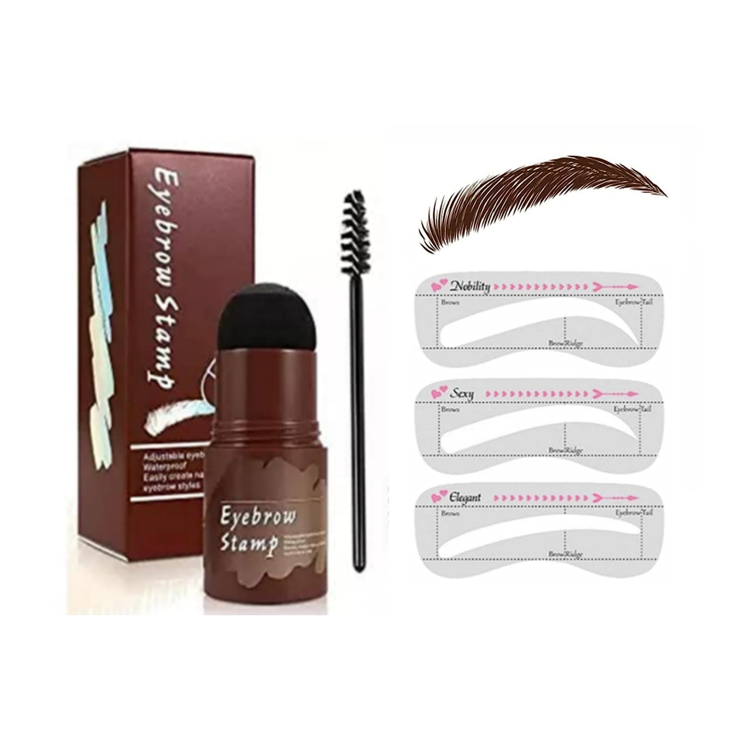 Eyebrow Stamp Stencil Kit, One Step Brow Stamp Makeup Powder, Reusable Eyebrow Stencils Shape Thicker and Fuller Brows, Waterproof Long Lasting (Brown)-picture-18