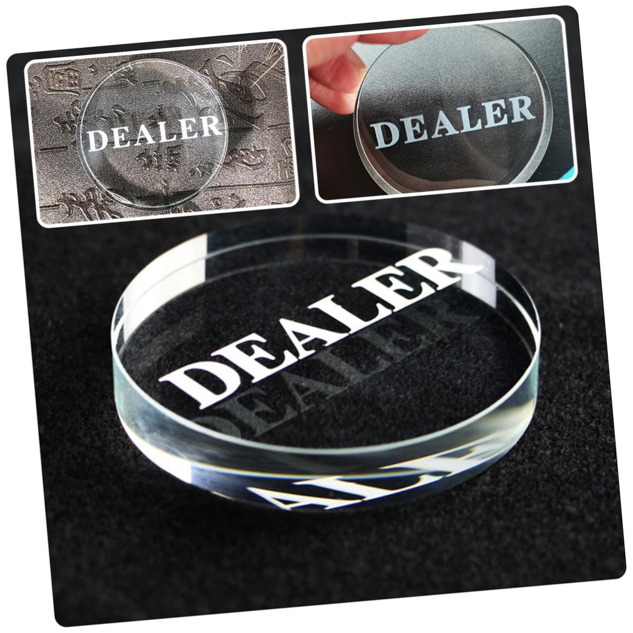 KONTONTY Convenient Poker Dealer Crystal Poker Button for Professional Tournaments