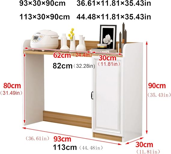 Coffee Bar Table with Storage Cabinet Sideboard Buffet Cabinet Folding Side Table Freestanding Pantry Cabinet for Kitchen Living Dining Room Entryway(B,Large)