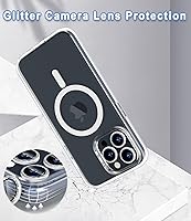 Vista 5 de Meshine Funda magnética transparente para iPhone 15 Pro Max [compatible con MagSafe], 2 protectores de pantalla y 2 protectores de lente de cámara