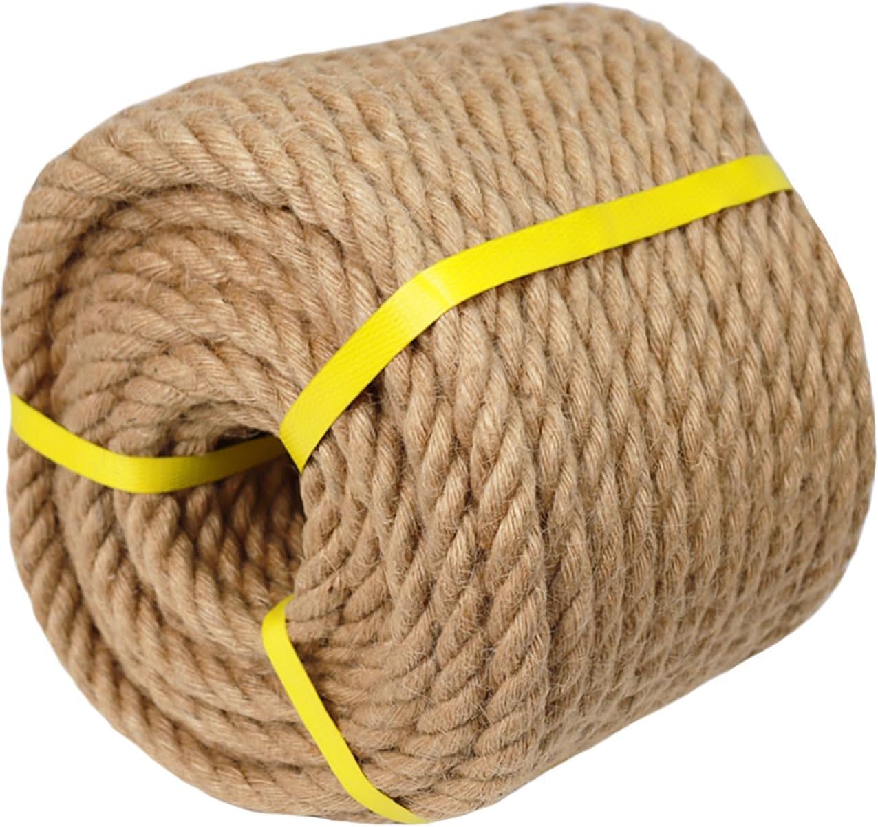 Natural Hemp Rope - 3/4 Inch x 150 Feet - Twisted Jute Manila Rope for Crafts, Hammock, Docks, Nautical, Railings, Decorating