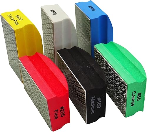 SHDIATOOL Almohadillas de pulido a mano de diamante galvanizado espuma trasera para granito mármol piedra cerámica (6 unidsjuego)