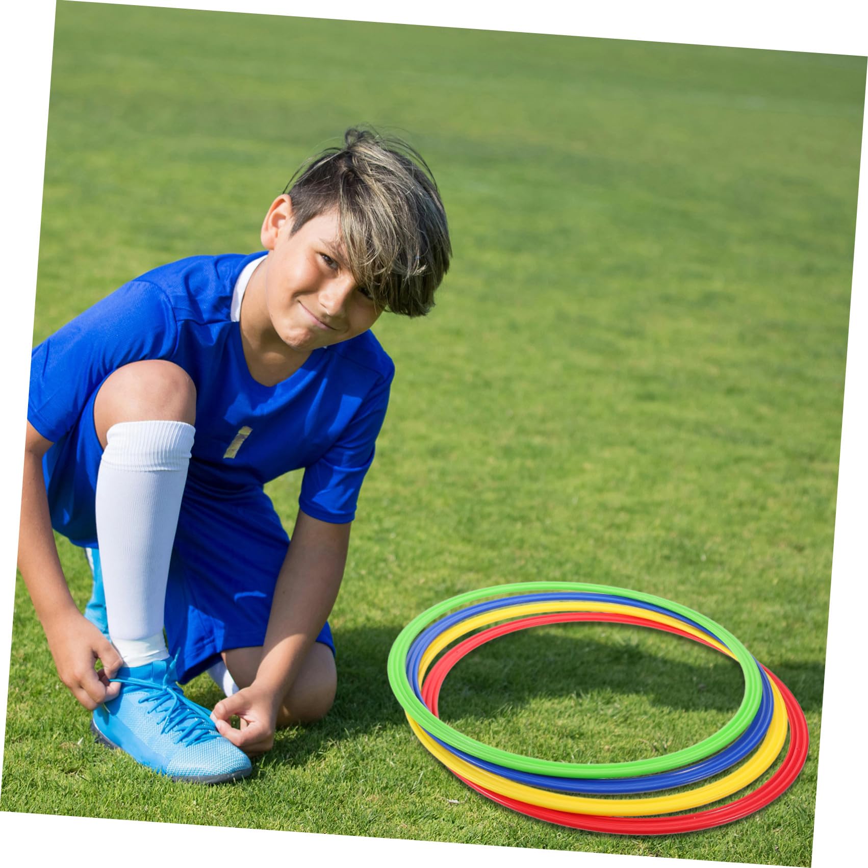 Cerchi per Allenamento Calcio 4 Pezzi in Pp per velocità e Agilità, Anelli Portatili per Esercizi di Coordinazione e Allenamento Funzionale