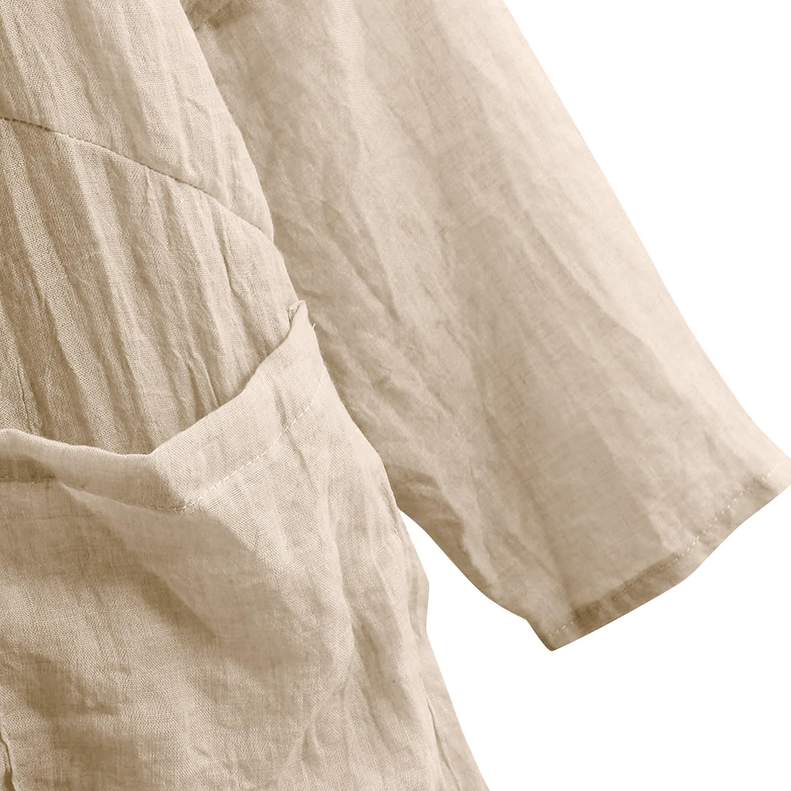 Top avvolgente da donna in lino casual arrotolabile a maniche lunghe camicette con collo ad anello asimmetrico caftano oversize orlo immerso top da donna caftano italiano leggero camicie lunghe