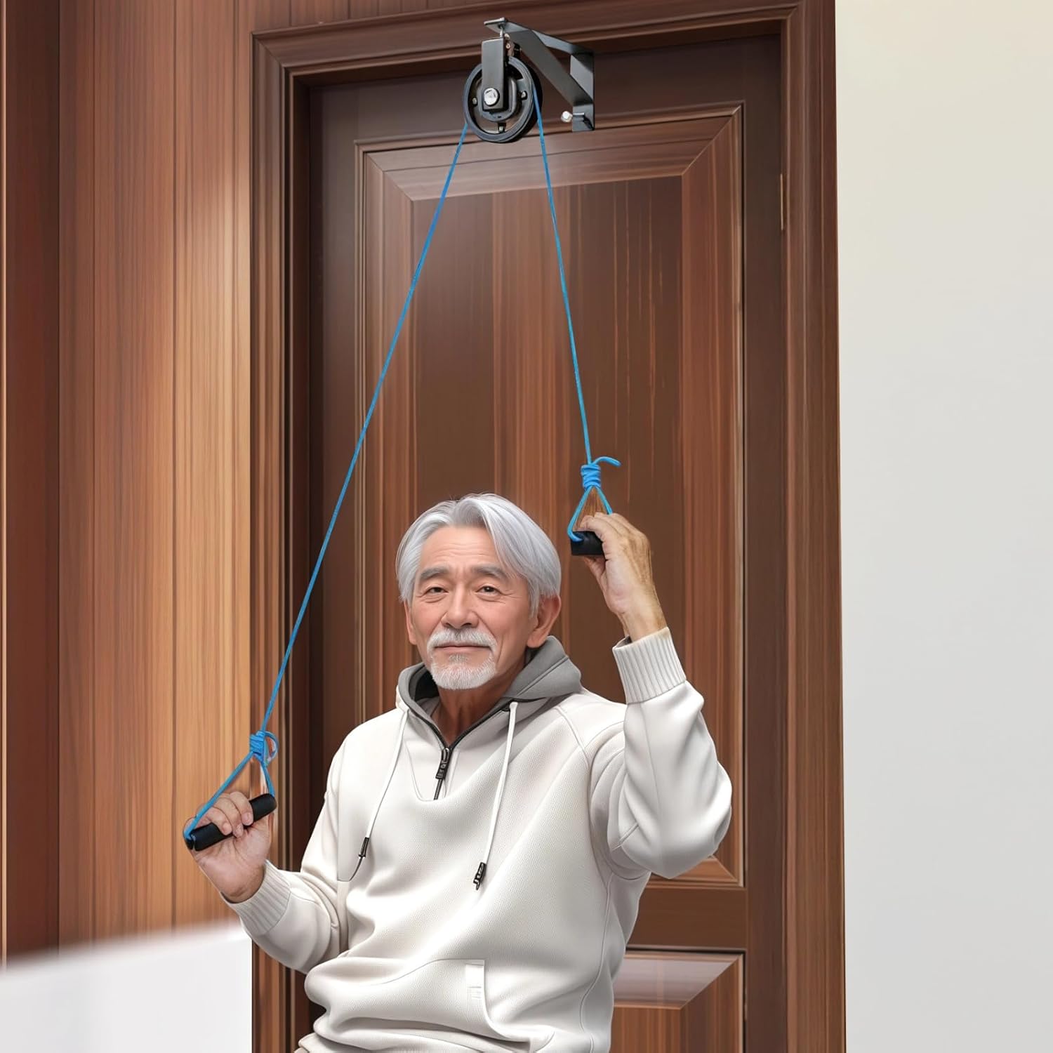Over Door Shoulder Pulley For Recovery, Steel Frame With Long 9.2 Ft Cord And Soft Handles, Home Use Tool For Pain Relief And Increased Motion
