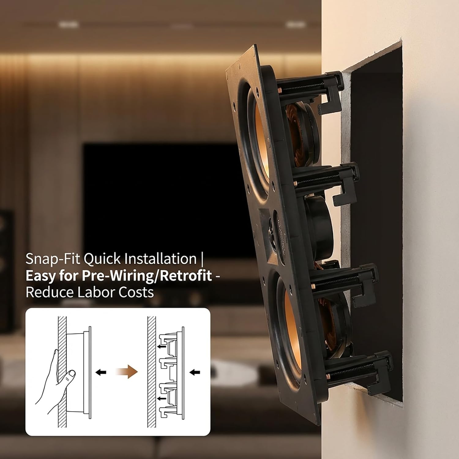 STUDIOFINIX in-Wall Center Channel Speaker, 2-Way Dual 5.25" Poly Woofers, 160W Peak, 1" Pivoting Silk Tweeter, Paintable,Home Theater Surround Sound (Single)