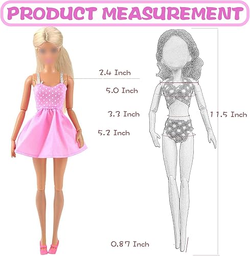 Miniatura 7 de 34 piezas de ropa y accesorios de muñeca hechos a mano incluyendo 1 vestido de moda 3 vestidos de fiesta 10 minillonas 10 pares de zapatos 10