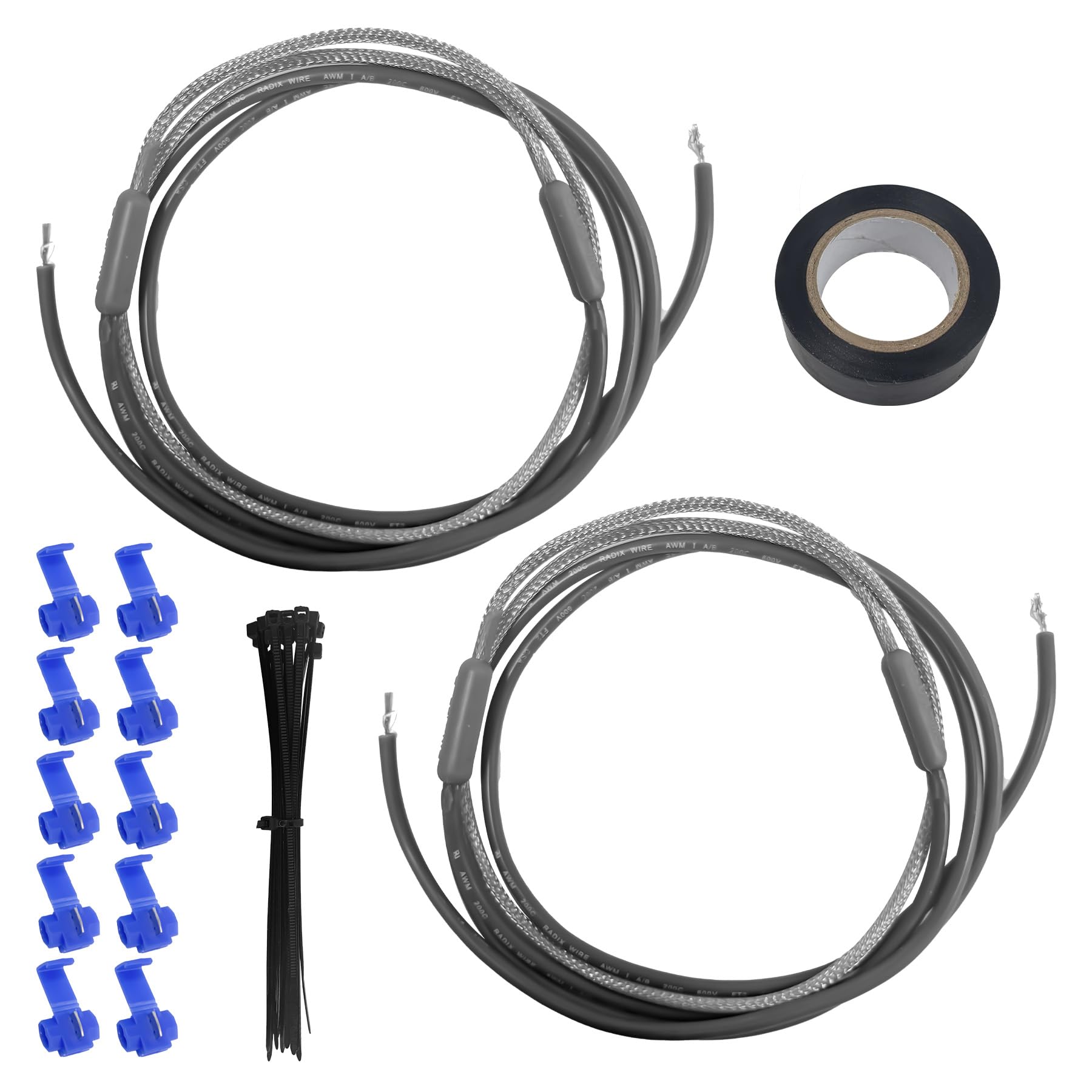 SH201 Braided Aluminum Drain & Door Heater Wire (2Pcs) Fit for Samsung Most Supco Refrigerators - Tip 7/16 Diameter 115V 15W 25'' Defrost Heater with