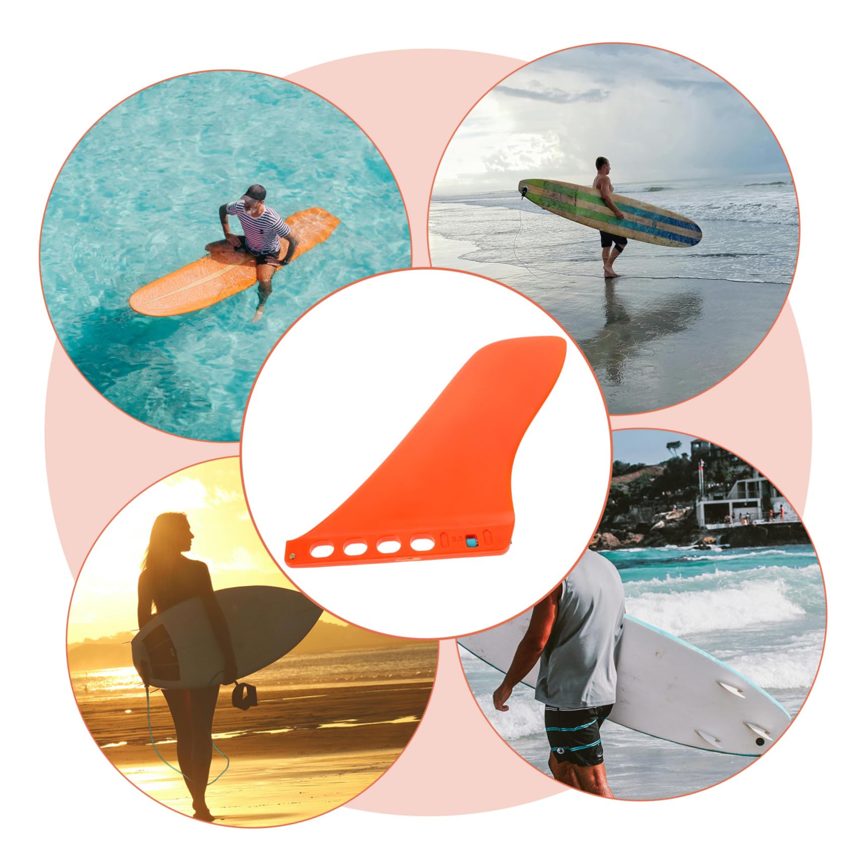 Aileron de Planche de Surf Orange Amovible, Stabilisateur d'eau pour Paddleboard, Diviseur d'eau Profilé en Matériau Robuste, Accessoire de Remplacement pour Planche à Pagaie,