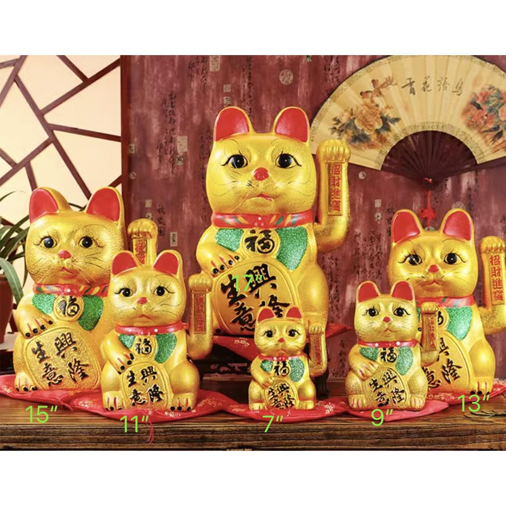 FANCYPUMPKIN Gato de la suerte de 43.2 cm con brazo agitando asiático gato de la suerte - A