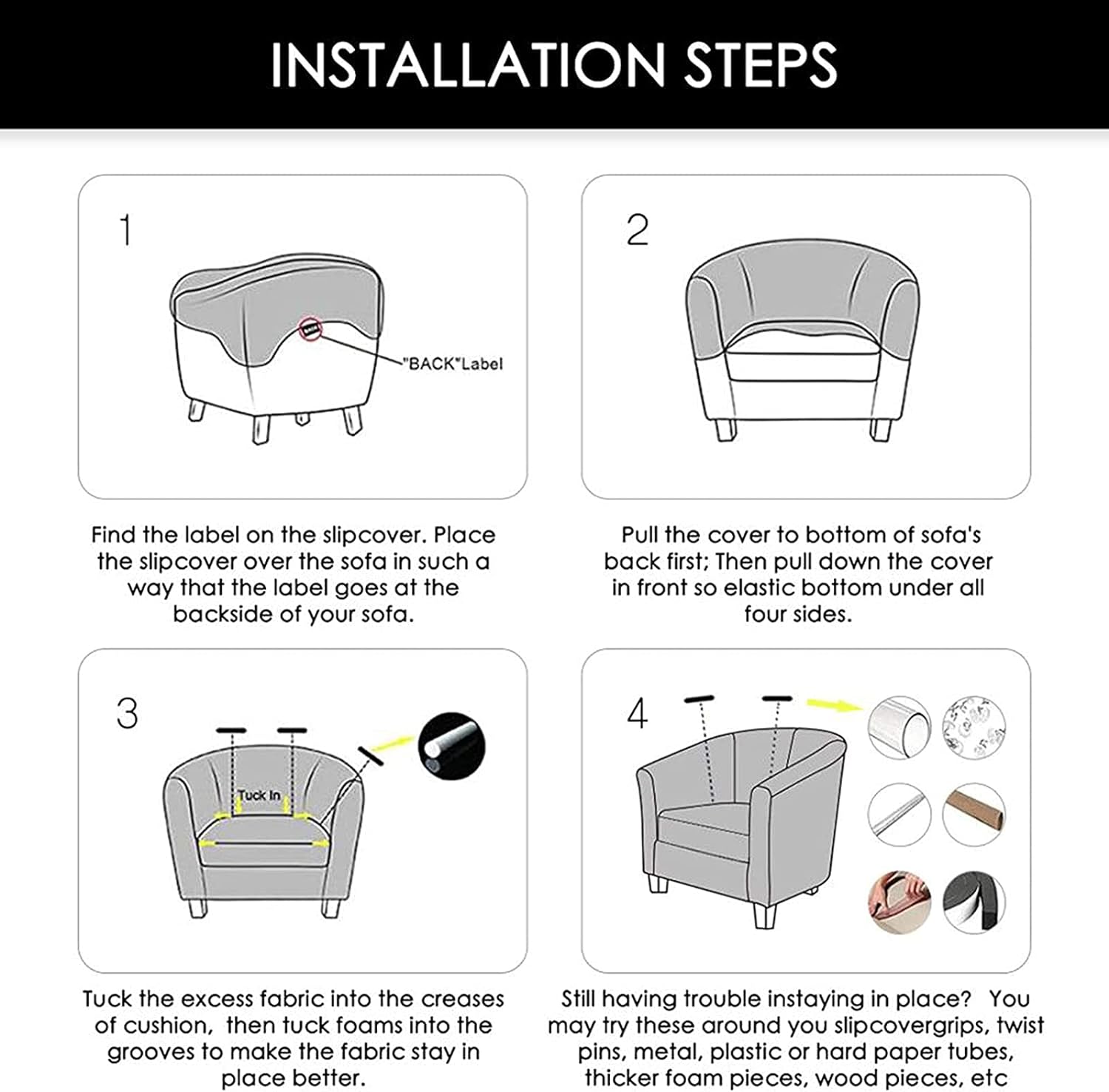 NILUOH Club Chair Slipcover Stretch Tub Chair Cover Barrel Chair Covers Armchair Covers Sofa Cover Furniture Protector for Living Room (02)