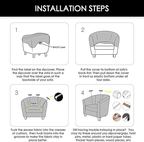 Miniatura 7 de NILUOH Funda para Silla de Club Elástica Funda para Silla Tub Fundas para Silla Barrel Fundas para Sillón Funda para Sofá Protector de Muebles para