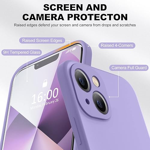 Miniatura 381 de BossKiss Funda compatible con iPhone 14 Pro, silicona mejorada [protección de cámara] [2 protectores de pantalla 9H], forro interior de microfibra