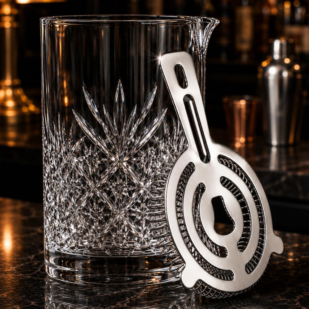 Set da 4 pezzi per cocktail | brocca di vetro, filtro Hawthorne, cucchiaio per miscelazione di bevande giapponesi e cocktail cucchiaio grande, 725 ml