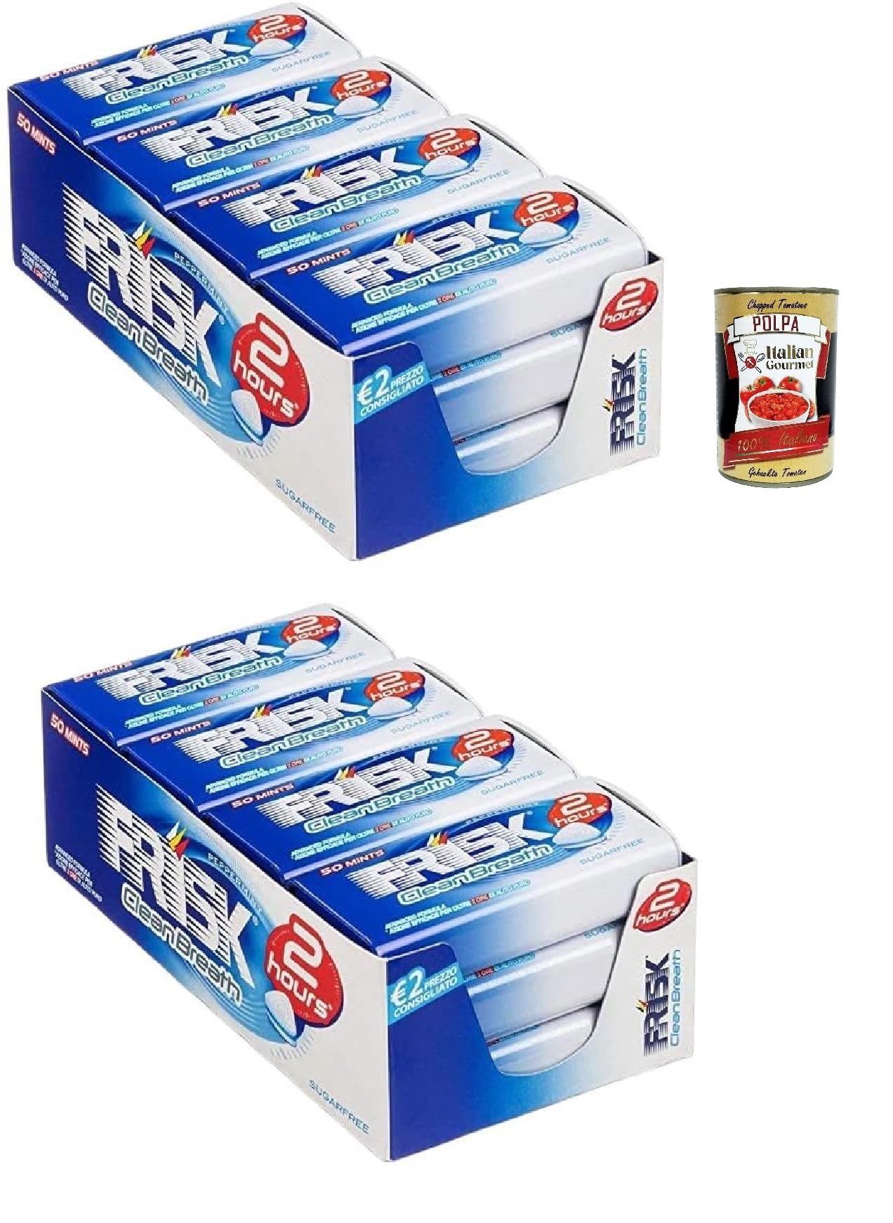 Italian Gourmet Clean Breath pastiglie menta Bonbons zuckerfrei 24 x 50g | Senza zucchero, erfrischende kleine Dragees in Metalldose, für Atem unterwegs, Gesamtnettogewicht 1,2 kg