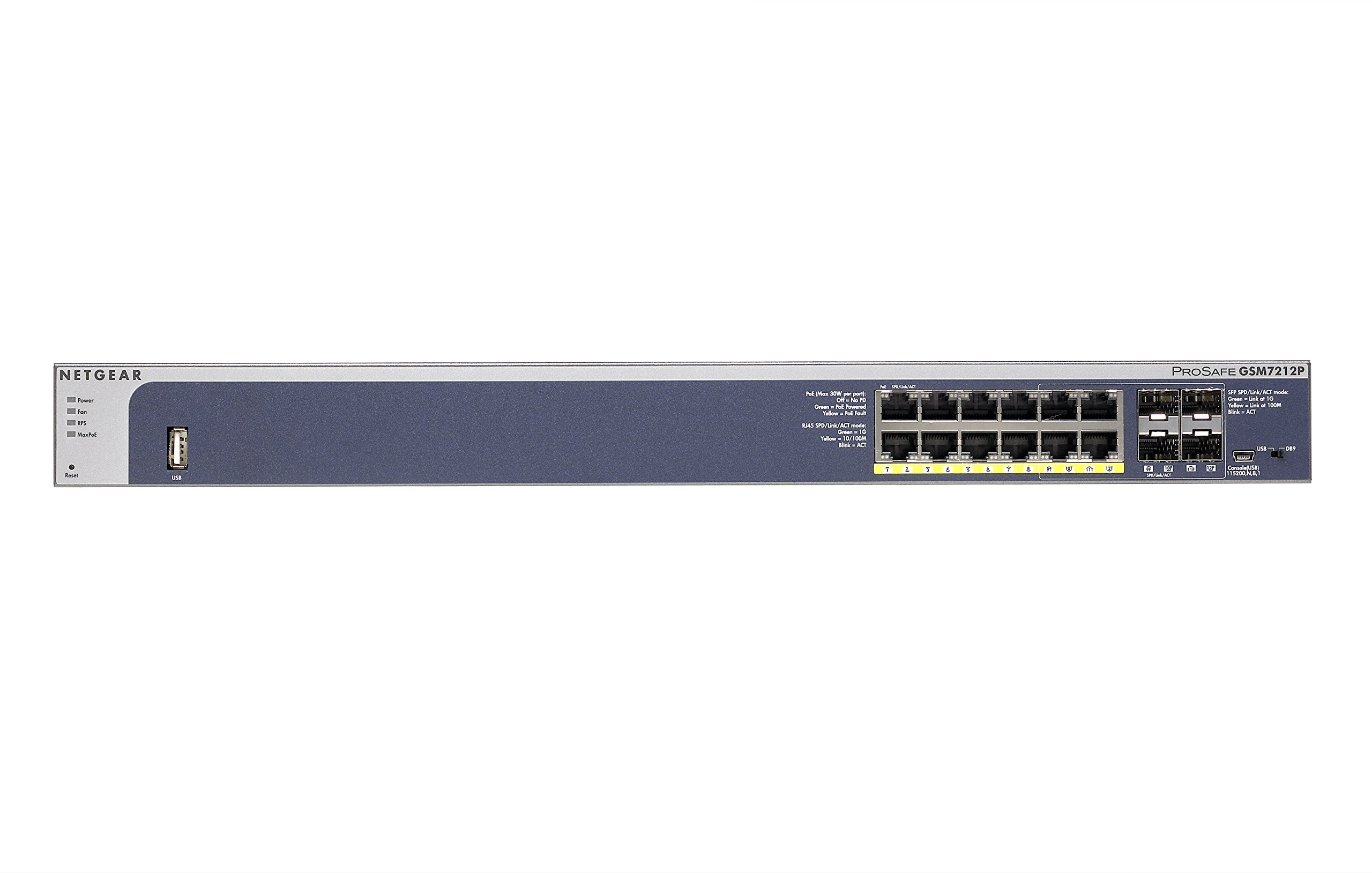 Netgear GSM7212P Switch Manageable Niveau 2+ Poe+ 12 Ports Gigabit et 4 Slots SFP, Prosafe