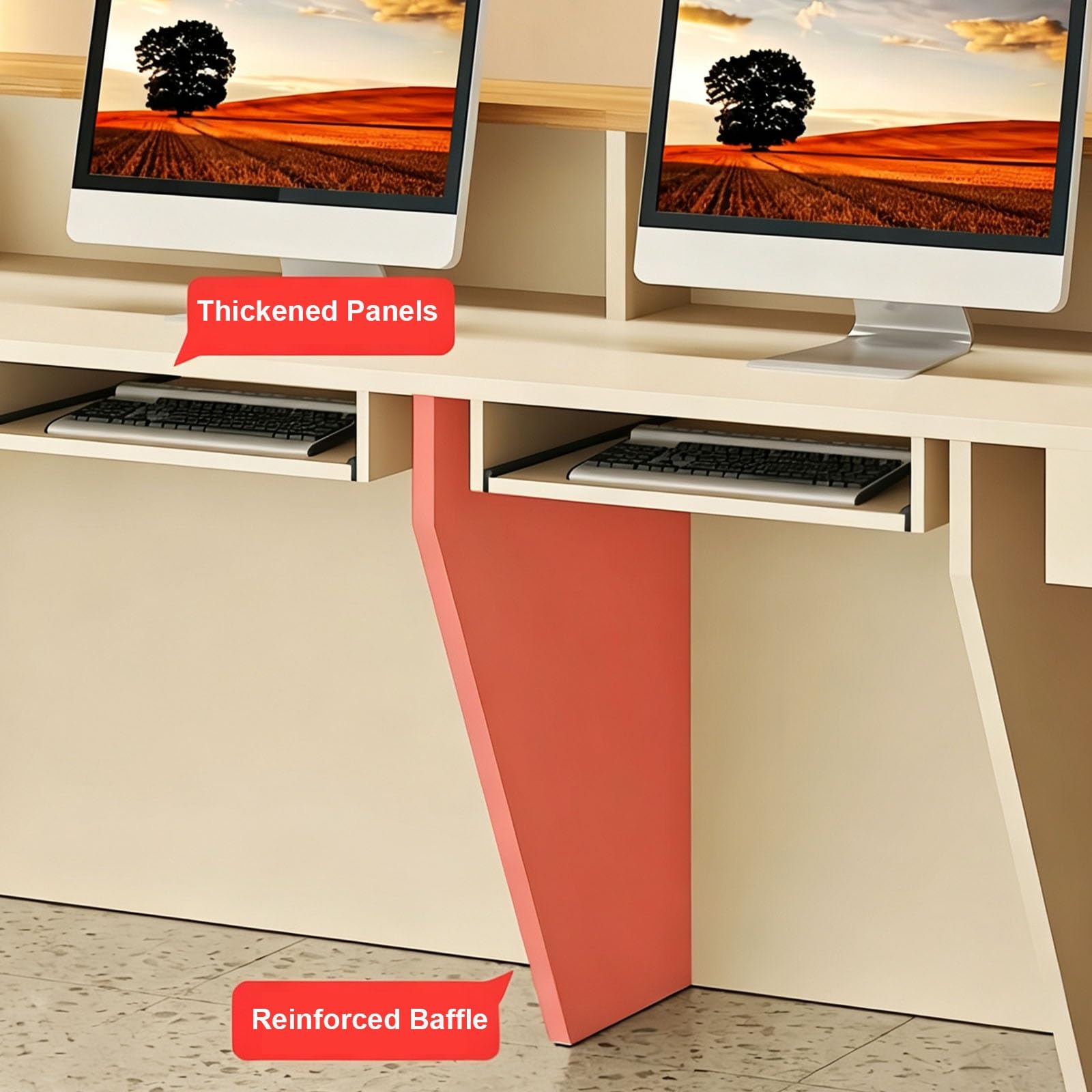 Mostrador Recepción con Cajón con Llave Mostradores para Tiendas | Mesa de Oficina Superficie amplia con estantes, bandeja para teclado para recepción y oficina.(Natural wood/Right,120cm)