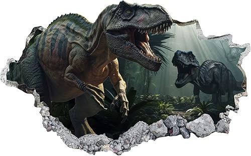 Miniatura 9 de Calcomanías de pared de dinosaurio roto 3D decoración de pared de dinosaurios para niños, decoración de habitación de niños, calcomanías de pared