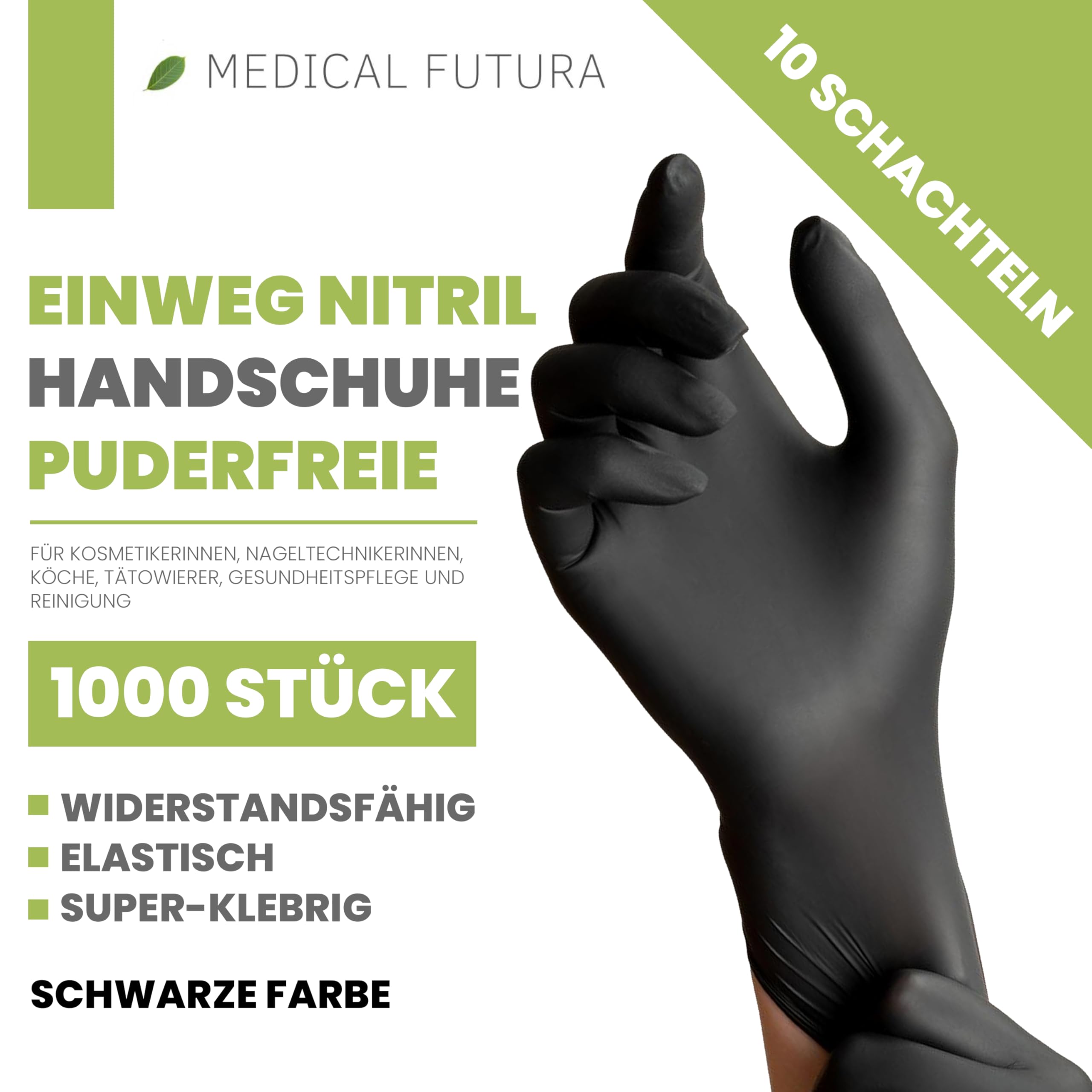 1000 Nitrilhandschuhe S Schwarz Einweghandschuhe Anallergisch 4.0g, Puderfrei, Latexfrei, Für Kosmetiker, Tätowierer, Werkstätten, Lebensmittelverarbeitung (S, Schwarz)