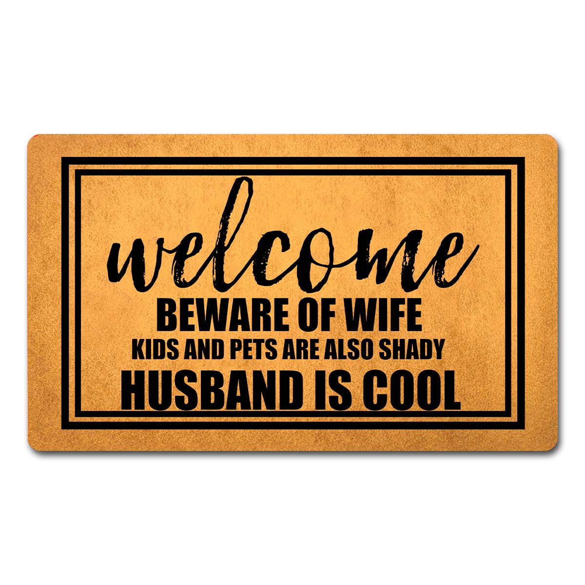 Zerbino Divertente Welcome Beware Of Husband Kids Pets Also Shady Wife Is Cool 45x75 Cm