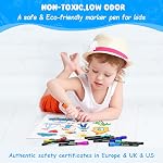 maxtek Magnetic Dry Erase Markers with Eraser, 12 Colors Fine Tip Whiteboard Markers, Low Odor Thin White Board Markers