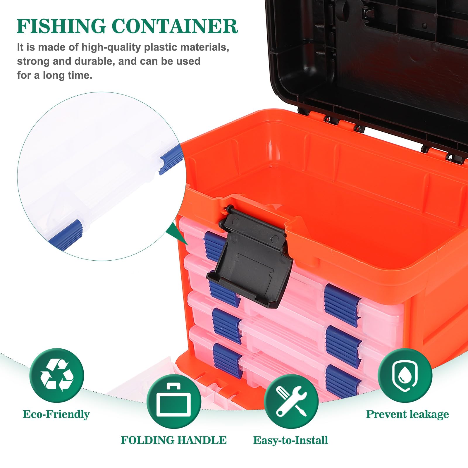 Boîte de Rangement pour Accessoires de Pêche à 4 Couches, Compartiments Séparés, Adaptée pour Truite et Pêche la Carpe en Plein Air