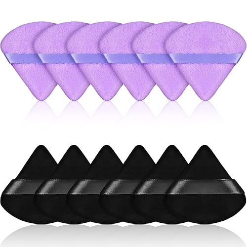 Esponja para polvo de cara con forma de triángulo 12 piezas para polvo suelto suave base cosmética esponja mineral para productos en polvo húmedos y