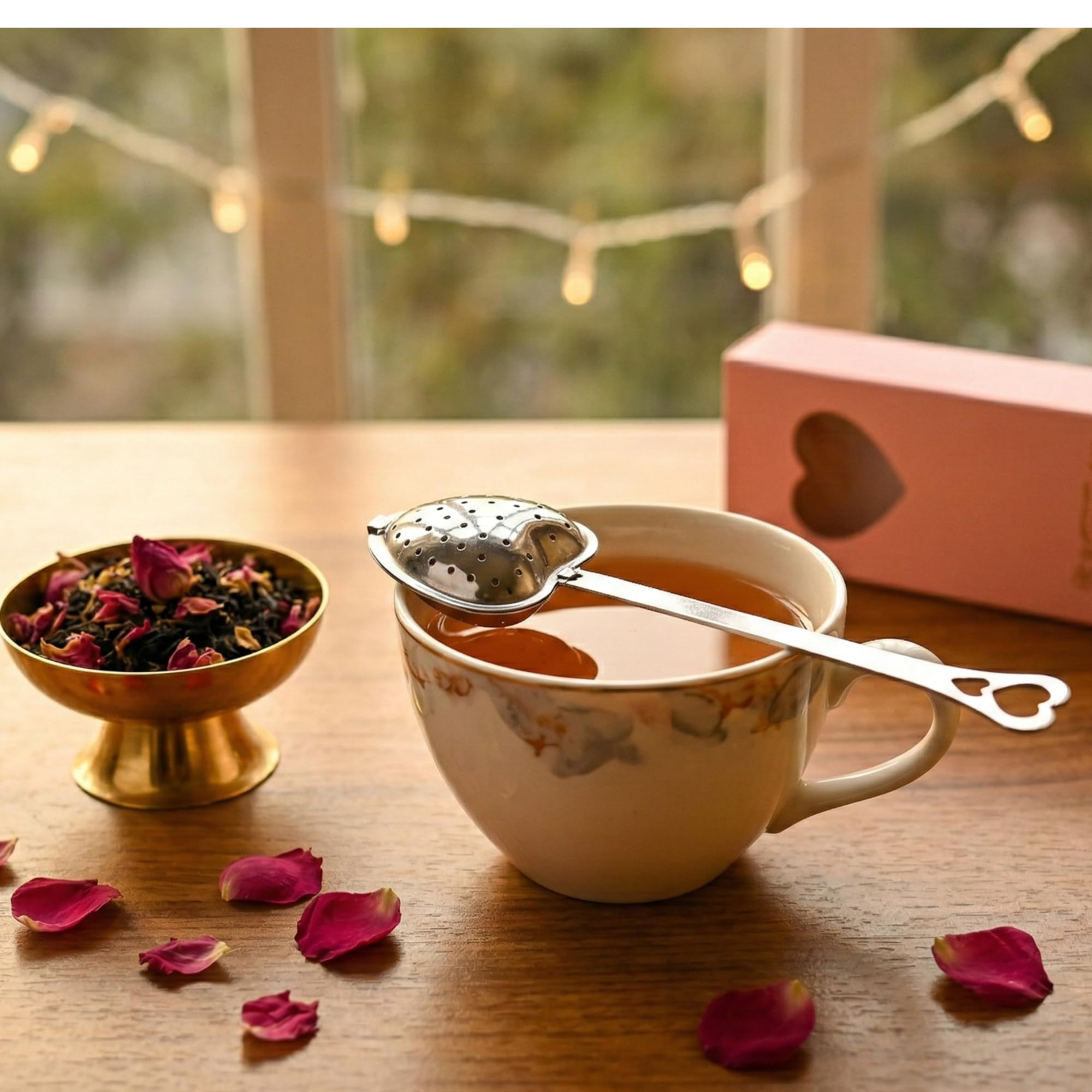 OH CHA - Tea Infuser, Stainless Steel - Heart Shaped | Tea Strainer for Everyday Use, Loose Leaf Tea | BPA Free, Durable | Used as Green Tea Infuser | Tea Filter, Tea Maker | 14cms 3