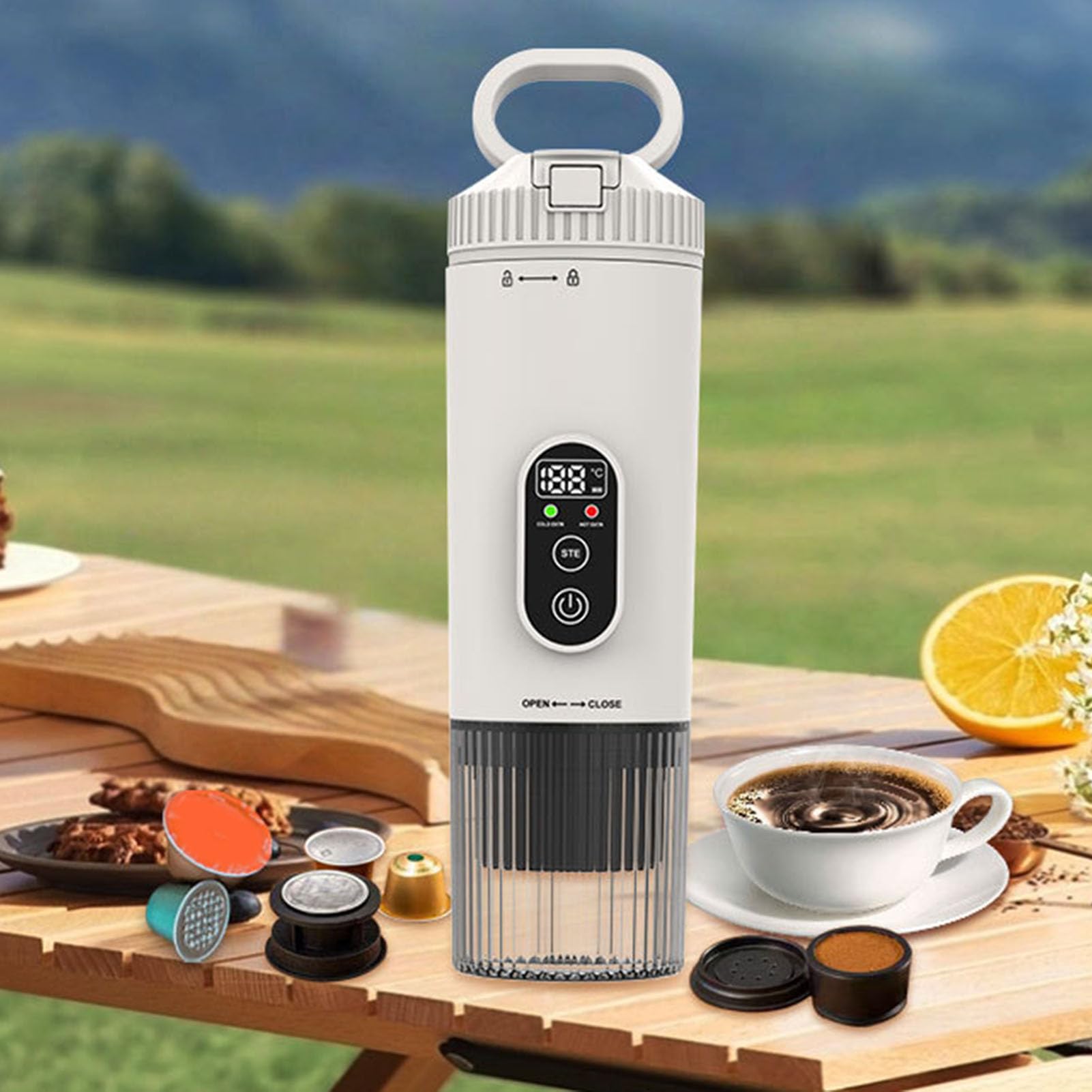 Naroote Cafetera Portátil, Cafetera Eléctrica Espresso, Cafeteras A Presión De 21 Bares con Carga Tipo C, Ideal para Cápsulas DolceGusto Café Molido, Viajes Camping Oficina (WHITE)
