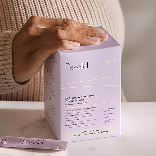 Miniatura 6 de Perelel Polvo multivitamínico prenatal para el primer trimestre  Fórmula diaria sin náuseas con vitaminas prenatales + folato metilado + vitamina D