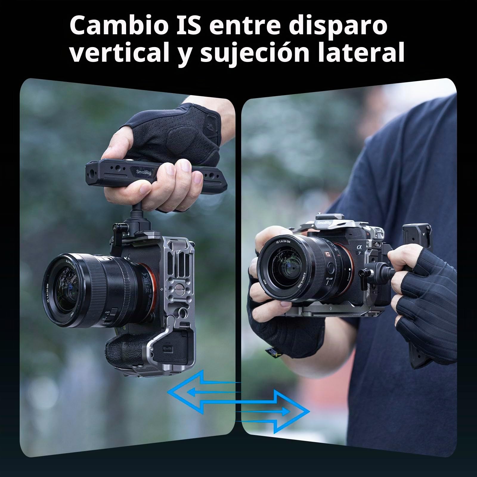 SmallRig Mango superior giratorio con pinza NATO, mango superior ligero NATO para jaula de cámara, capacidad máxima 15 kg, rotación de 360°, con soporte de garra y agujeros roscados de